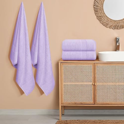Belizzi Home 4 Pack Bath Towel Set 27x54, 100% Ring Spun Cotton, Ultra Soft Highly Absorbent Machine Washable Hotel Spa Quality Bath Towels for Bathroom, 4 Bath Towels - Purple