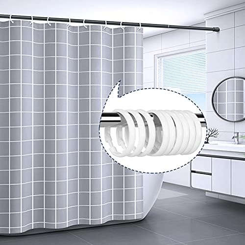 12 Packs Circular Shower Curtain Rings, Plastic Curtain O Rings Hooks for Bathroom, Glide Easily on Bathroom Shower Rod (White)