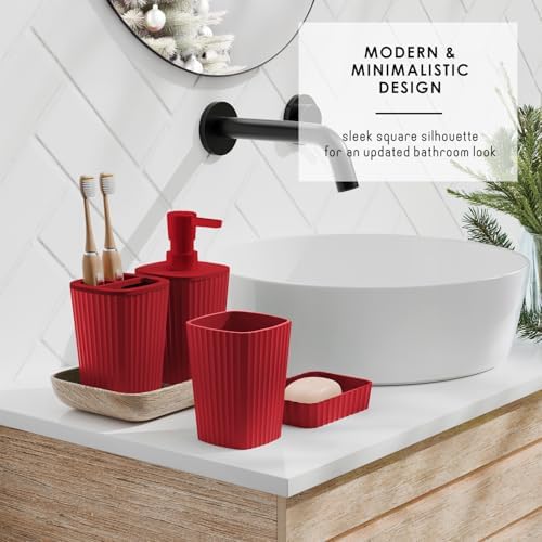 Clara Clark Bathroom Set - Christmas Bathroom Accessories Set, 11PC Bathroom Accessory Set, Christmas Bathroom Sets with Adhesive Corner Shower Caddy Hanging, Toilet Brush, Trash Can & Soap Dispenser