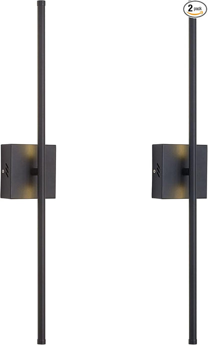 27.8 Inch Hardwired Wall Sconces Set of Two, 3000K Warm White Dimmable Modern Wall Sconces, 350° Rotate LED Light Fixtures Wall Lamp for Bathroom Living Room Bedroom Bedside, Black