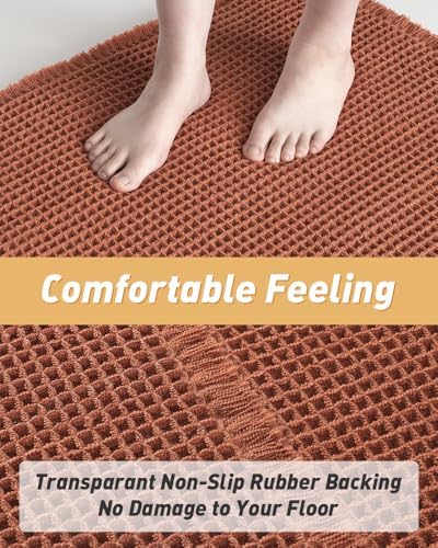 Upgraded Waffle Bath Mat Runner Absorbent Non Slip Bathroom Mat, 2' x 6'