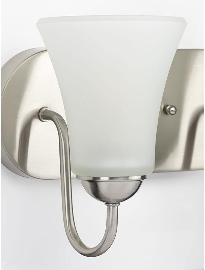 Progress Lighting Classic Collection 2-Light Etched Glass Traditional Bath Vanity Light Brushed Nickel, 7-7/8" x 13"