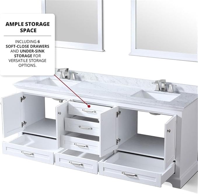 Dukes 80 in. W x 22 in. D White Double Bath Vanity