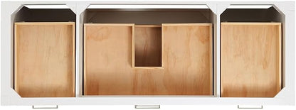 Alenza 60 Inch Bathroom Vanity Single Sink — White Bathroom Vanity with Sink, 1.5" Edge Italian Carrara Marble Countertop & Backsplash, 2 Soft-Close Doors, 5 Dovetail Drawers