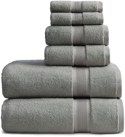 Springtree Home Luxury Bamboo Rayon Bath Towel Set | 6-Piece Set | Carbon