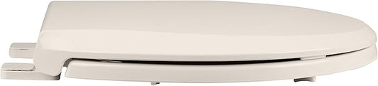 Durable Round Toilet Seat with Slow Soft Close - Easy to Install and Clean, Never Loosens - White, Fits Most Round Toilets Almond