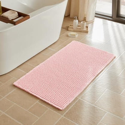 Triohero Waffle Bath Mat, Cute Bathroom Rugs, 24x48 Light Peachy Pink