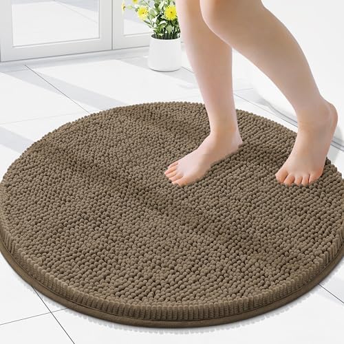 Smiry Round Bathroom Rugs 24X24, Chenille Extra Soft Absorbent Bath Mat