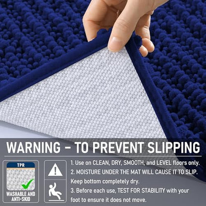 OLANLY Large Bathroom Rugs 40x32, Thick Soft Absorbent Chenille Bath Rugs