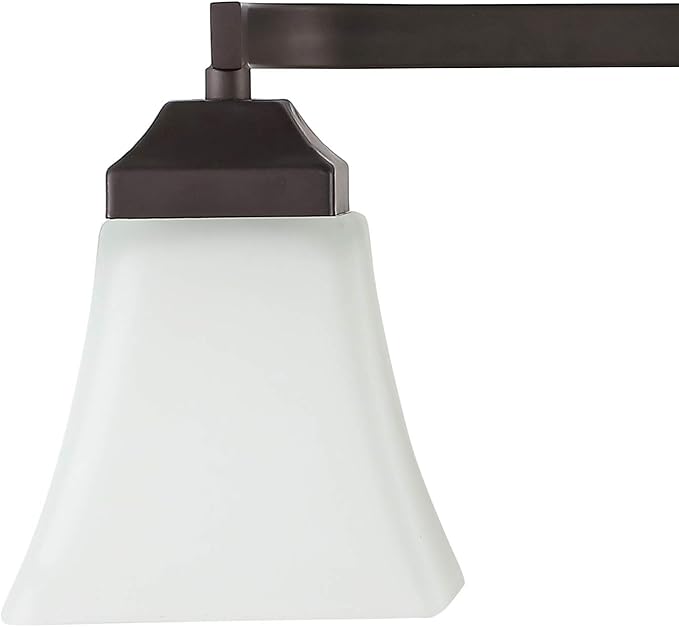 JONATHAN Y 33" Oil Rubbed Bronze Modern Cottage LED Vanity Light Wall Sconce, Farmhouse Wall Lamp for Bathroom Mirror Kitchen, White Glass Shade, LED Bulb Included (JYL7525A)