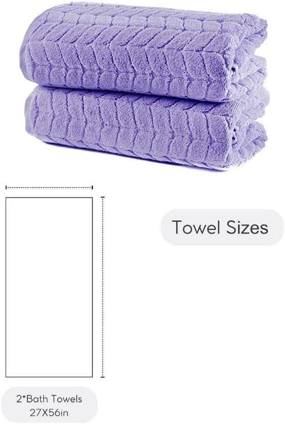 BAGNO MILANO Turkish Cotton Bath Towels, Hand Towels - Soft Plush Jacquard Collection Luxury Towels Set (Lilac, Bath Towel Set of 2)