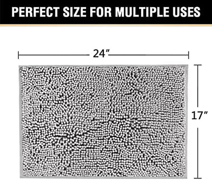 H.VERSAILTEX Chenille Bath Mat Thick Soft Absorbent for Bathroom, Microfiber Dries Quickly, Shaggy Washable Plush Durable Rug, Bathtub and Shower Floor, 24x17, Grey