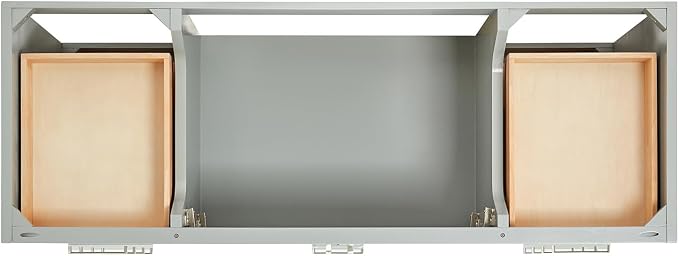 Langford 60-inch Grey Bathroom Vanity with Center Rectangle Single Sink, Italian Carrara Marble Countertop & Backsplash, Solid Wood Frame, Soft-Closing & Dovetail Drawers