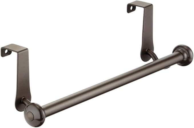 iDesign York Metal Over the Cabinet Dish and Hand Towel Bar Holder for Kitchen, Bathroom, 10.5" x 3" x 3" - Bronze