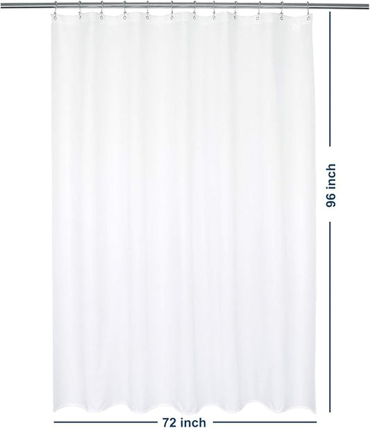 Barossa Design Waterproof Fabric Shower Curtain or Liner Microfiber 72" W x 96" H - Floor to Ceiling Extra Long, Hotel Quality & Machine Washable White Shower Liner for Bath Tub, 72x96 Inches