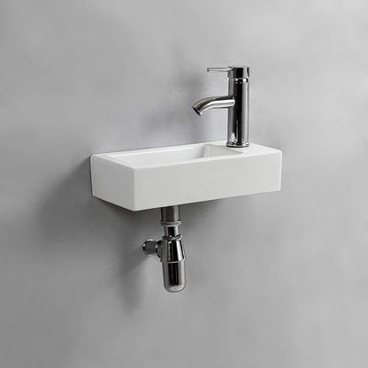 Small Bathroom Sink Wall Mounted Bathroom Sink Rectangle Ceramic Wash Basin Right Hand (Right Hand)