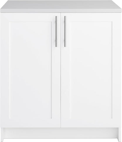 Prepac Elite 32" W Storage Cabinet with Doors and Shelves, White Garage Cabinet, Bathroom Storage with 1 Adjustable Shelf 24.5" D x 32" W x 36" H, WSCR-1005-1