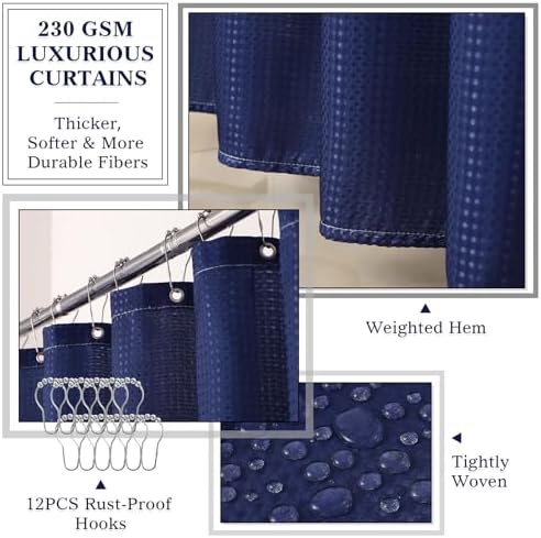 Bathroom Accessories Set 25 PCS, Navy Blue Shower Curtains Set