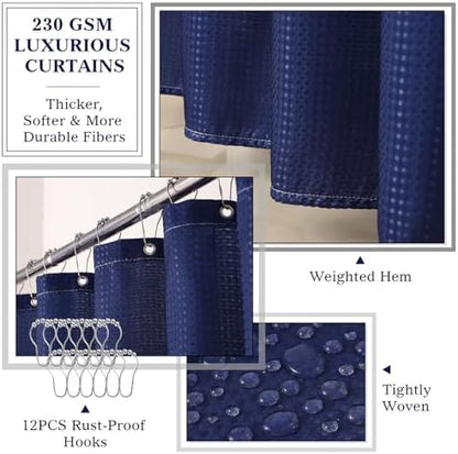 Bathroom Accessories Set 25 PCS, Navy Blue Shower Curtains Set
