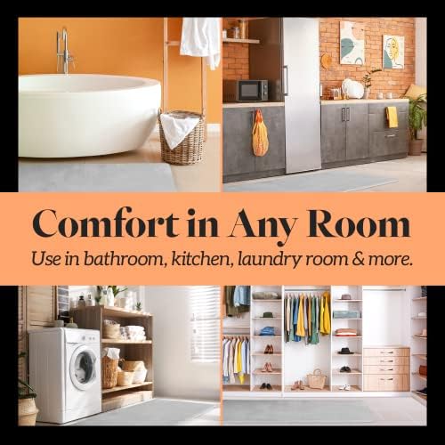 Memory Foam Bath Mat Non Slip Absorbent Super Cozy Velvet Bathroom Rug Carpet (20 inches X 32 inches, Silver)
