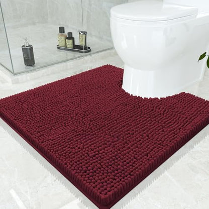 Smiry Toilet Rugs U-Shaped 24x24, Extra Soft Absorbent Contoured Bath Mat