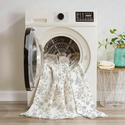 MitoVilla Vintage Farmhouse Grey Floral Poly-Cotton Shower Curtain, 72x72