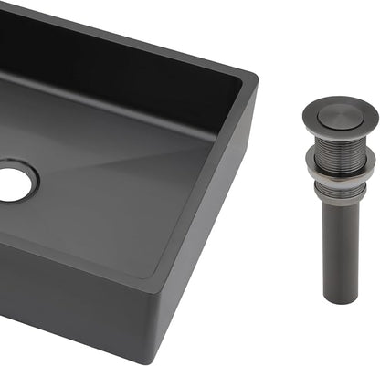 16"x12" Bathroom Vessel Sink Rectangular - Gunmetal Black NANO-PVD, 16 Gauge 304 Stainless Steel, Above Counter Rectangle Modern Vanity Lavatory Bath Sink Basin