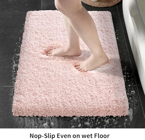 Disolla Bathroom Runner Rug 24x70 Non Slip Fluffy Long Bath Mat for Bathroom Floor Washable Plush Luxury Bath Rug for Tub Absorbent Shower Sink Mat Bedside Rug, Sakura Pink