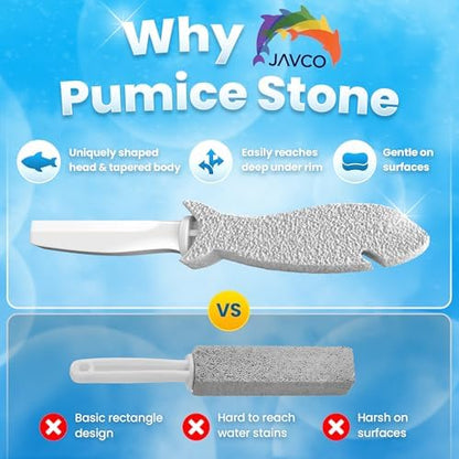 JAVCO Pumice Stone for Cleaning with Handle (2 Pack) – Scrubbing Stone for Porcelain, Ceramic and Tile, Pumiceshark for Toilet Cleaning (2, small pack)