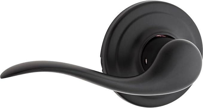 Kwikset Tustin Dummy Door Handle, Single Sided Lever for Closets, French Double Doors, and Pantry, Matte Black Non-Turning Left Handed Interior Push/Pull Lever, with Microban Protection