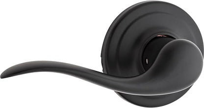 Kwikset Tustin Dummy Door Handle, Single Sided Lever for Closets, French Double Doors, and Pantry, Matte Black Non-Turning Left Handed Interior Push/Pull Lever, with Microban Protection