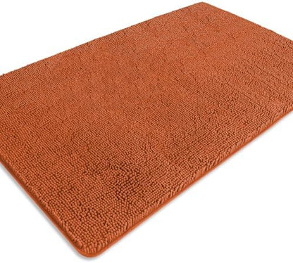 Bathroom Rugs 36 x 60 Inch – Extra Large Bath Mat | Absorbent and Washable Thick Chenille Bath Rugs Non-Slip Runner Rug for Bathroom, Shower, Tub(Burnt Orange)