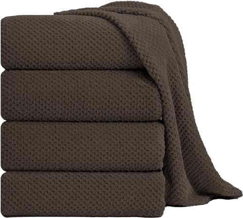 Smuge Extra Large Bath Towel Sheet Set 35x70 Inches - Oversized Bath Towels Set,Large Microfiber - Quick Dry,Lightweight,Super Soft,Highly Absorbent Towel Set for Bathroom,Pack of 4(Seal Brown)