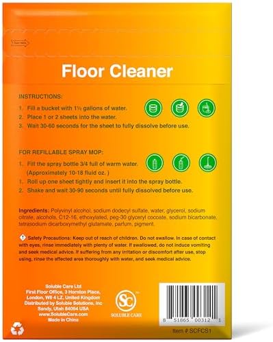 Dissolvable Floor Cleaner Sheets: Fresh Lime Scent, 30 Washes