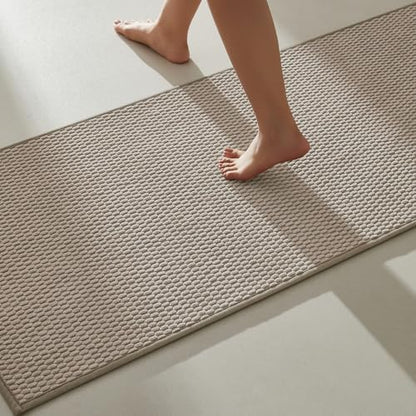 TYUU Bathroom Runner Rug, Long Bath Mat Washable Thin Quick Dry Low Pile Bathroom Runner Rugs 24 x 60 Non Slip, Beige 24"x60"