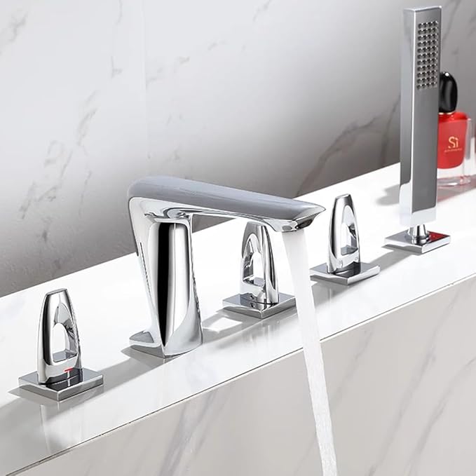 Gray Modern Bathroom Faucet with Pull Out Shower - Kitchen Sink Mixer Tap with Cold and Hot Water,Chrome