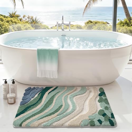 LUMI Beach Bathroom Rug 24x36, Soft Absorbent Bath Mat, Non Slip