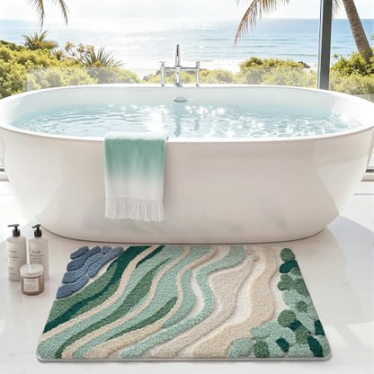 LUMI Beach Bathroom Rug 24x36, Soft Absorbent Bath Mat, Non Slip