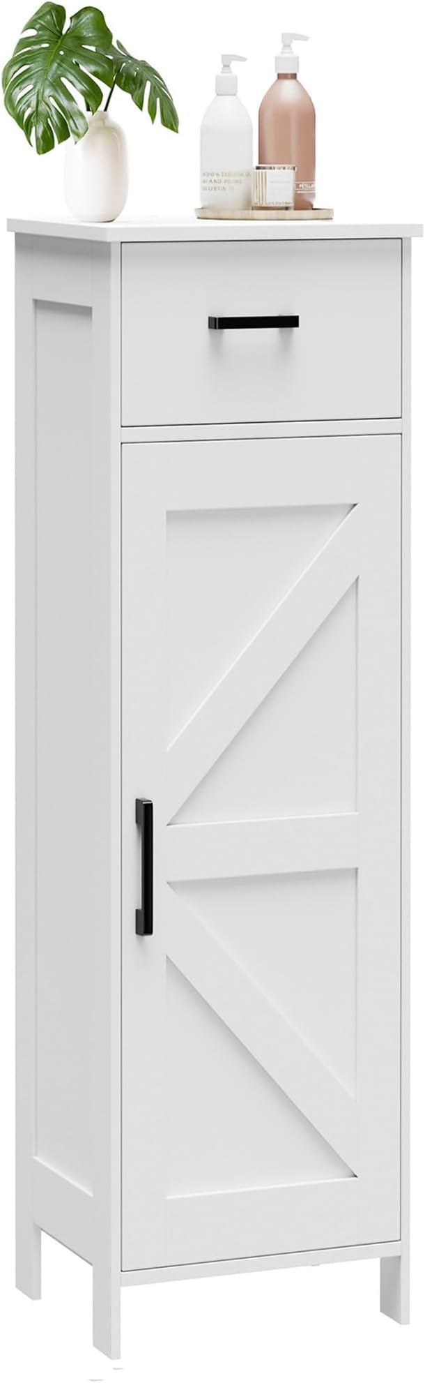 Homhedy Bathroom Storage Cabinet with Drawer & Adjustable Shelf | Freestanding Storage Cabinet for Bathroom, Entryway, Living Room & Kitchen, White, 11.8"W