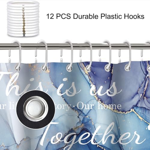 4Pcs Family Marble Shower Curtain Sets with Rugs