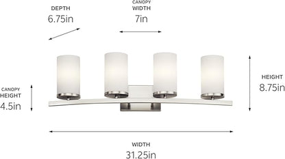 KICHLER Crosby 31" 4 Light Vanity Light Satin Etched Cased Opal Brushed Nickel