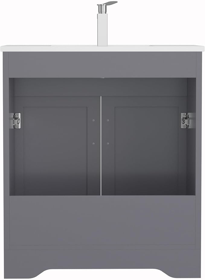 30 Inch Bathroom Vanity, Wooden Double Door Bathroom Sink Storage Cabinet, Freestanding Modern Bathroom Vanity Without Sink (Grey No Sink, 30")