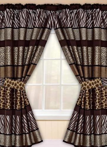 Zahari Home Safari Stripes Window Curtain Fabric Window Curtain for Bathroom Kitchen Living Room Western Décor, 36" x 54" Each, Set of 2