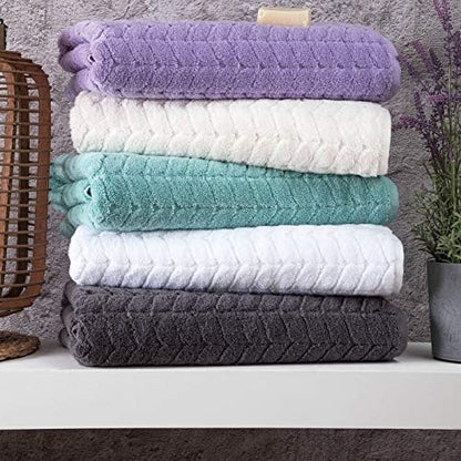 BAGNO MILANO Turkish Cotton Bath Towels, Hand Towels - Soft Plush Jacquard Collection Luxury Towels Set (Lilac, Towel Set of 6)