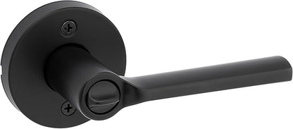 Kwikset Lisbon Round Entry Door Knob with Lock and Key, Secure Keyed Handle Exterior, Front Entrance and Bedroom, Matte Black, Pick Resistant SmartKey Rekey Security and Microban