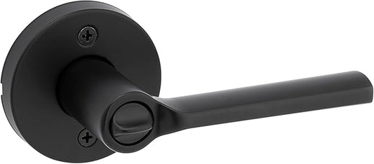 Kwikset Lisbon Round Entry Door Knob with Lock and Key, Secure Keyed Handle Exterior, Front Entrance and Bedroom, Matte Black, Pick Resistant SmartKey Rekey Security and Microban