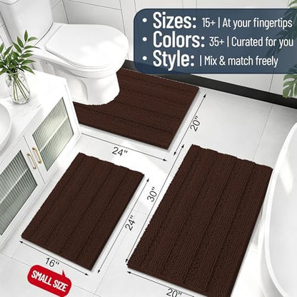 Smiry Thick Chenille Bathroom Runner Rugs 44x24, Absorbent Bath Mat, Brown