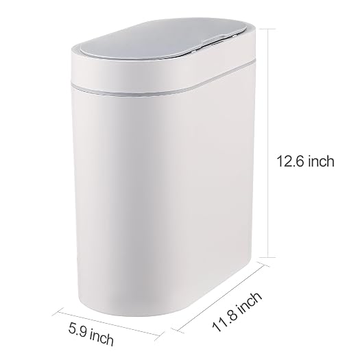 ELPHECO Bathroom Motion Sensor Trash can 2.5 Gallon Automatic Garbage Can, 9.5L Slim Plastic Smart Trash Bin with Lid Bathroom Decor, Sensor Garbage can for Bedroom, Kitchen, Office, White
