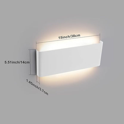 15"Modern LED vanity light,20W Dimmable 5 CCT (3000K-6500K) Adjustable Wall Lamp,Up and Down Wall Lighting,Indoor Wall Sconce for Bedroom,Staircase,Hallway,Dressing Table,1 Pack（White）