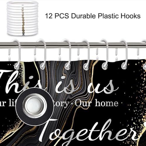 4Pcs Family Marble Shower Curtain Sets with Rugs